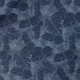 Jeans - Jacquard - vorgewaschen - Palmenblätter - blau