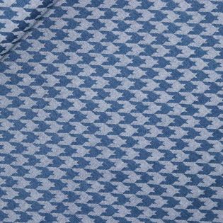 Jeans - Jacquard - vorgewaschen - Hahnentritt - blau