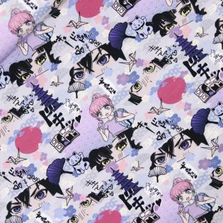 Baumwolljersey - Manga - lila - flieder