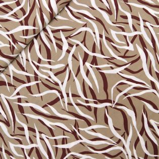 Viskose - Popeline Stretch -  Schlingenpflanze - beige - braun