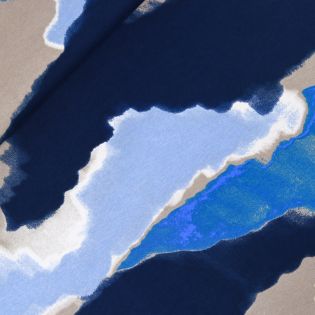 Viskosejersey - Aquarell - blau - sand