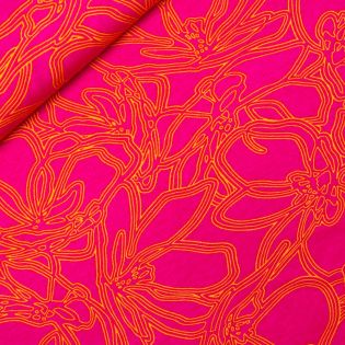 Viskosejersey - abstrakte Blüte - pink