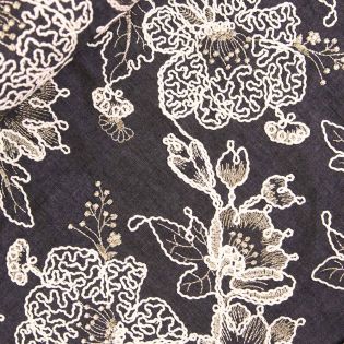 Jeans - floral bestickt - schwarz