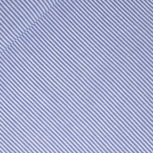 Polyester - Leinenoptik  - schmale Streifen - hellblau - weiß