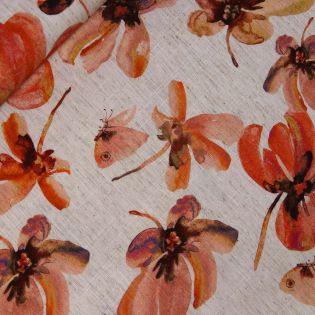 Viskose - Leinen - Blüte - orange