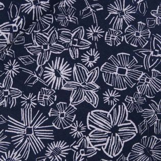 Viskose - Leinen - Flower - blau