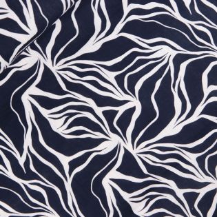 Baumwoll - Musselin - Indigo Blätter - blau 