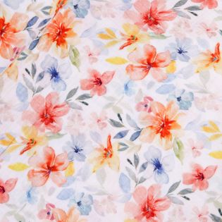 Baumwoll - Musselin - Aquarell - Blumen    