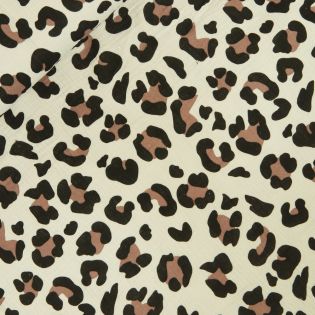Baumwoll - Musselin - Leo - beige/grün 