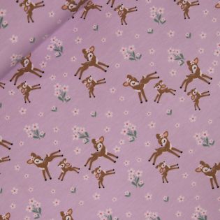 Baumwolljersey - Reh - Bambi -  flieder