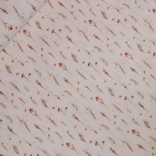 Baumwoll - Musselin -  florales Muster - creme/weiß 