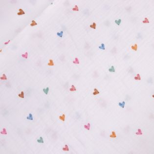 Baumwoll - Musselin - bunte Herzen