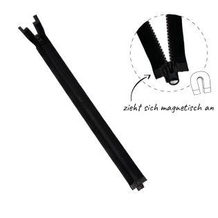 Reißverschluss - magnetisch - ZIPPLY  - 40cm - teilbar - schwarz