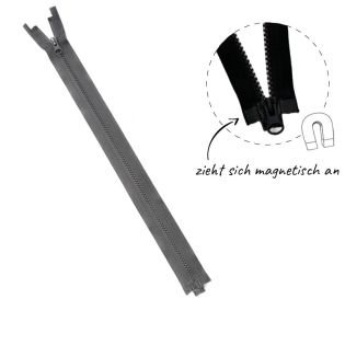 Reißverschluss - magnetisch - ZIPPLY  - 40cm - teilbar - grau 
