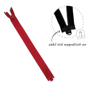 Reißverschluss - magnetisch - ZIPPLY  - 60cm - teilbar - rot 