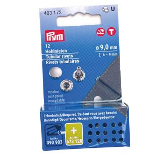 Prym - 12 Hohlnieten - Ø 9 mm/ Stärke 6-9mm - Vario Creative Tool