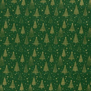 Baumwolle - Weihnachten - Tannenwald - grün - gold