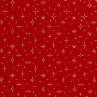 Baumwolle - Weihnachten - moderne Sterne - rot - gold