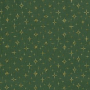 Baumwolle - Weihnachten - moderne Sterne - grün - gold
