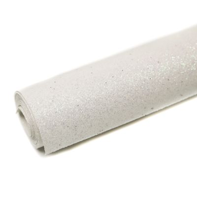 Deko - Glitzerstoff - Zuschnitt - 68 x 45 cm - elfenbein