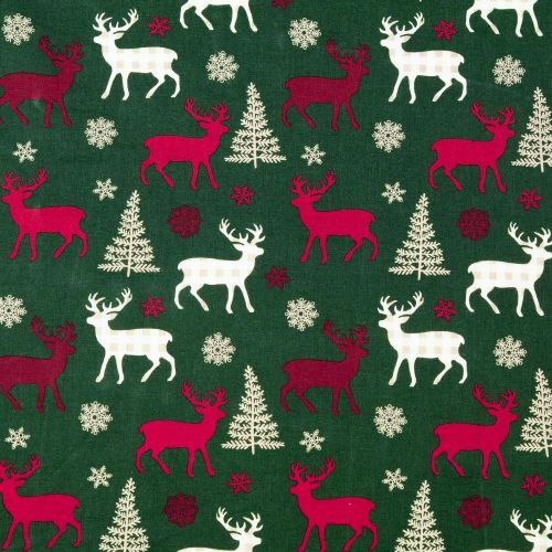 Baumwolle - Weihnachten - Elche - grün - rot