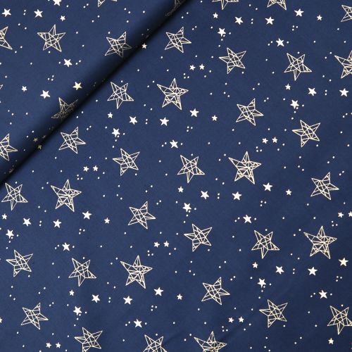 Baumwolle - Weihnachten - geometrische Sterne - blau