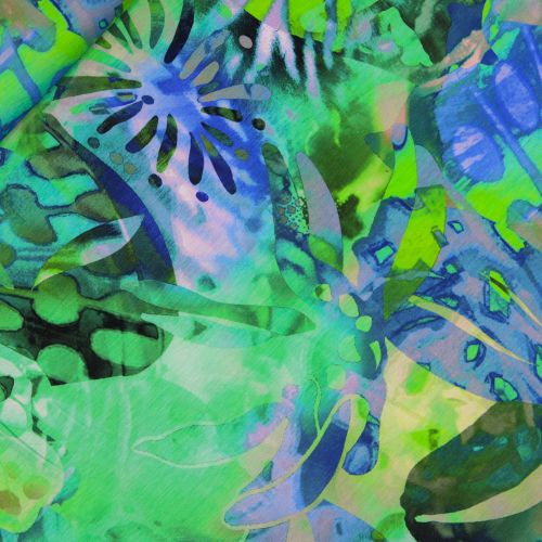 Viskosejersey - Aquarell - Palmenblätter - grün