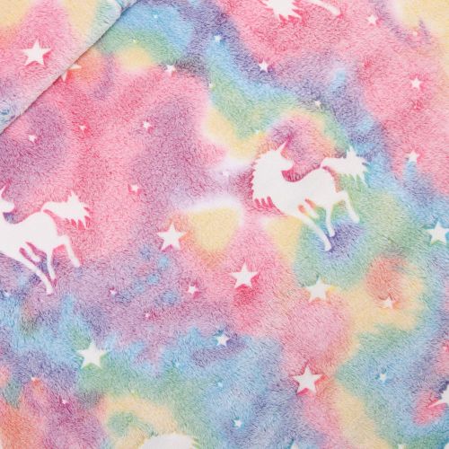 Wellnessfleece -Glow in the Dark - Pferde - Sterne - sorbet