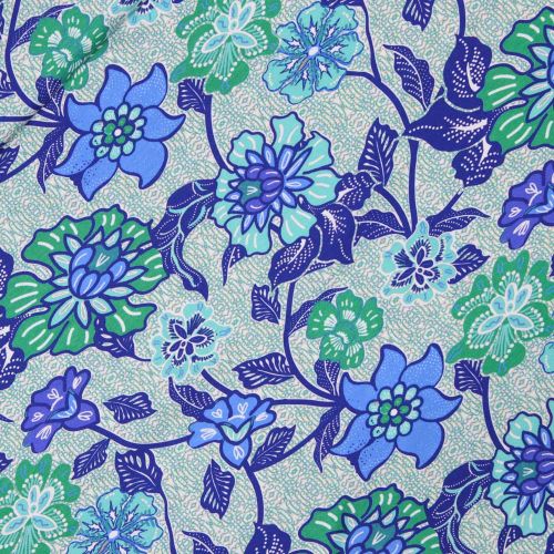 Baumwolljersey - Flower Power - grün - blau
