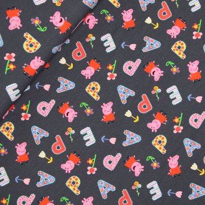 Baumwolljersey - Peppa Pig - Schule - grau
