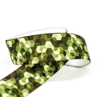 Gummiband - 35 mm - Geo - Camouflage - grün