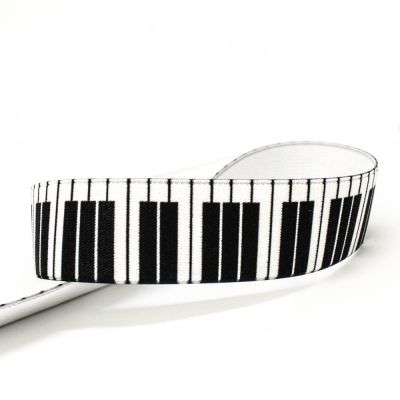 Gummiband - 35 mm - Klavier - weiß - schwarz