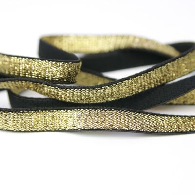 Gummiband - 10 mm - gold - schwarz