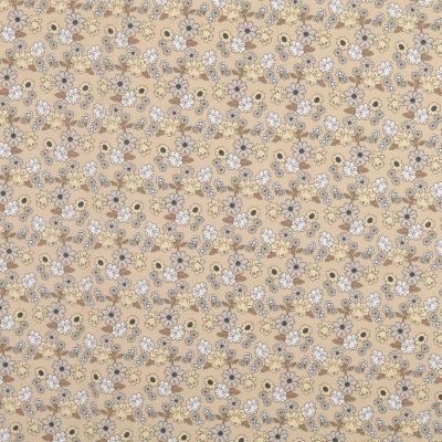 Baumwolle - Blumenwiese - beige