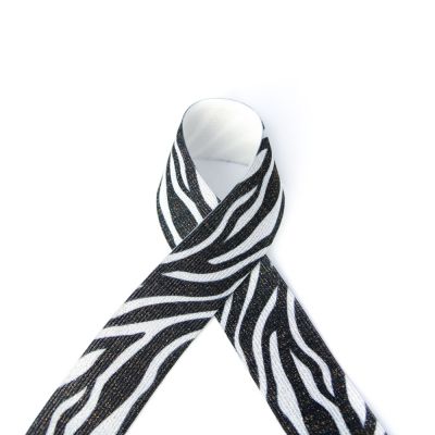 Gummiband - 35 mm - Lurex - Zebra - schwarz - weiß