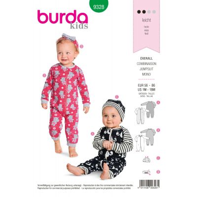 Schnittmuster - burda kids - Baby-Strampler – Mütze – Stirnband - 9328