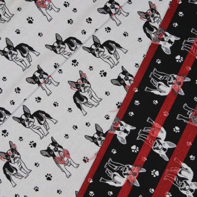 Dekostoff - Jacquard - Double Face - Frenchie - grau