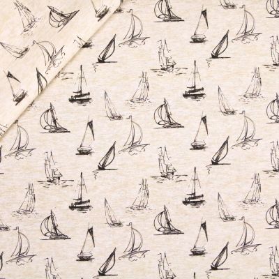 Dekostoff - Half Panama - Maritime Segelschiffe beige