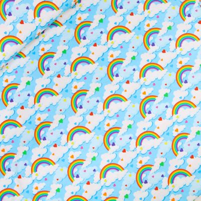 Baumwolljersey - Regenbogenwolken - hellblau