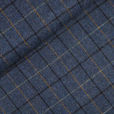 Original Harris Tweed - Herringbone - kariert - blau - schwarz - ocker