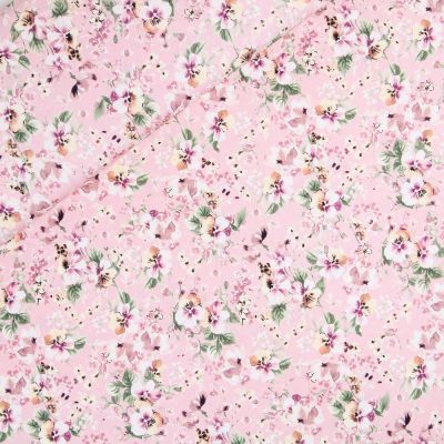 Baumwolljersey - zarte Blumen - rosa