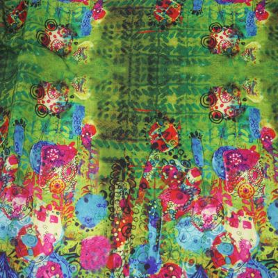 Viskose - Premium - Panneaux Druck - abstrakte Blumen - bunt