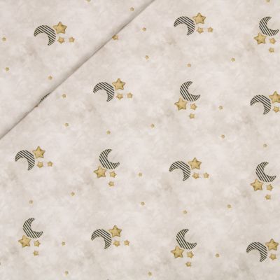 Baumwolljersey - Mond und Sterne - beige