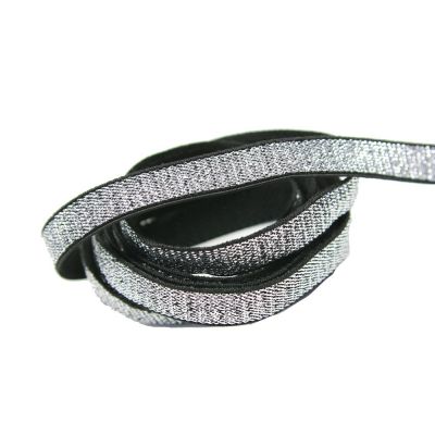 Gummiband - 10 mm - silber - schwarz